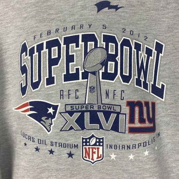 Anvil Superbowl XLVI Sweater Adult Large Gray Hoodie Sweatshirt Pullover - Picture 4 of 8